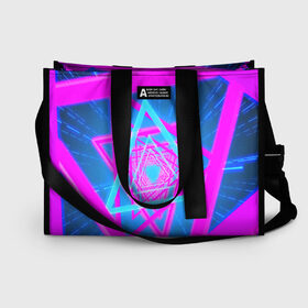 Сумка-шоппер 3D с принтом MUSIC NEON в Ухте, 100% полиэстер | застегивается на металлическую кнопку; внутренний карман застегивается на молнию. Стенки укреплены специальным мягким материалом, чтобы защитить содержимое от несильных ударов
 | bright | colorful | cool | disco | music | music lover | retro | speaker | tape recorder | technique | vintage | винтаж | динамик | диско | магнитофон | меломан | музыка | неон | разноцветный | ретро | техника