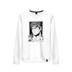 Женский свитшот хлопок с принтом Street Fighter - Ryu в Ухте, 100% хлопок | прямой крой, круглый вырез, на манжетах и по низу широкая трикотажная резинка  | game | street fighter | игра | уличный боец