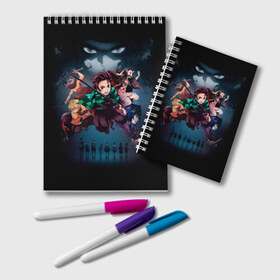 Блокнот с принтом Kimetsu no Yaiba в Ухте, 100% бумага | 48 листов, плотность листов — 60 г/м2, плотность картонной обложки — 250 г/м2. Листы скреплены удобной пружинной спиралью. Цвет линий — светло-серый
 | blade of demon | demon slayer | kimetsu no yaiba | клинок | рассекающий демонов