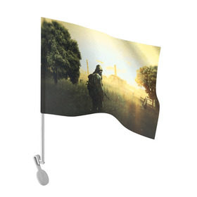 Флаг для автомобиля с принтом STALKER в Ухте, 100% полиэстер | Размер: 30*21 см | chernobyl | game | games | gsc | logo | s.t.a.l.k.e.r. | stalker | stalker 2 | stalker2 | world | игра | игры | лого | противогаз | с.т.а.л.к.е.р. | символ | сталкер | сталкер 2 | сталкер2 | чернобыль