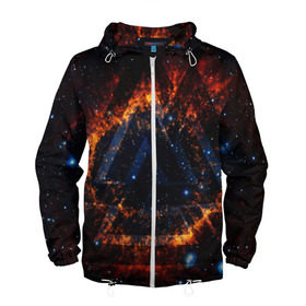 Мужская ветровка 3D с принтом ILLUMINATI в Ухте, 100% полиэстер | подол и капюшон оформлены резинкой с фиксаторами, два кармана без застежек по бокам, один потайной карман на груди | bright | colorful | cool | disco | music | music lover | neon | retro | space | speaker | tape recorder | technique | vintage | винтаж | диско | космос | музыка | неон | ретро | ретро неон | техника