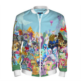 Мужской бомбер 3D с принтом MY LITTLE PONY в Ухте, 100% полиэстер | застегивается на молнию, по бокам два кармана без застежек, по низу бомбера и на воротнике - эластичная резинка | my little pony | pinkie pie | scootaloo | spike | sweaty balls | искорка | крошка бель | маленькие пони | мульфтфильм | пони | скутолу | эппл блум