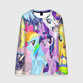 Мужской лонгслив 3D с принтом ПОНИ в Ухте, 100% полиэстер | длинные рукава, круглый вырез горловины, полуприлегающий силуэт | my little pony | pinkie pie | scootaloo | spike | sweaty balls | искорка | крошка бель | маленькие пони | мульфтфильм | пони | скутолу | эппл блум