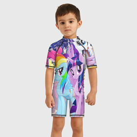 Детский купальный костюм 3D ПОНИ: в Ухте, Полиэстер 85%, Спандекс 15% | застежка на молнии на спине | my little pony | pinkie pie | scootaloo | spike | sweaty balls | искорка | крошка бель | маленькие пони | мульфтфильм | пони | скутолу | эппл блум