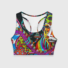 Женский спортивный топ 3D с принтом психоделика в Ухте, 82% полиэстер, 18% спандекс Ткань безопасна для здоровья, позволяет коже дышать, не мнется и не растягивается |  | abstract | abstraction | color | geometry | paitnt | psy | абстракция | геометрия | краски | неоновые | психоделика