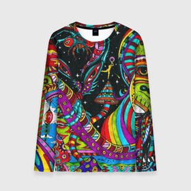 Мужской лонгслив 3D с принтом психоделика в Ухте, 100% полиэстер | длинные рукава, круглый вырез горловины, полуприлегающий силуэт | abstract | abstraction | color | geometry | paitnt | psy | абстракция | геометрия | краски | неоновые | психоделика