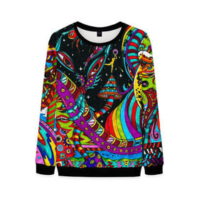 Мужской свитшот 3D с принтом психоделика в Ухте, 100% полиэстер с мягким внутренним слоем | круглый вырез горловины, мягкая резинка на манжетах и поясе, свободная посадка по фигуре | abstract | abstraction | color | geometry | paitnt | psy | абстракция | геометрия | краски | неоновые | психоделика