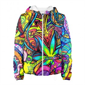 Женская куртка 3D с принтом ABSTRACTION PSY в Ухте, ткань верха — 100% полиэстер, подклад — флис | прямой крой, подол и капюшон оформлены резинкой с фиксаторами, два кармана без застежек по бокам, один большой потайной карман на груди. Карман на груди застегивается на липучку | abstract | abstraction | color | geometry | paitnt | psy | абстракция | геометрия | краски | неоновые | психоделика