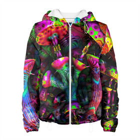 Женская куртка 3D с принтом ПСИХОДЕЛИКА в Ухте, ткань верха — 100% полиэстер, подклад — флис | прямой крой, подол и капюшон оформлены резинкой с фиксаторами, два кармана без застежек по бокам, один большой потайной карман на груди. Карман на груди застегивается на липучку | abstract | abstraction | color | geometry | paitnt | psy | абстракция | геометрия | краски | неоновые | психоделика