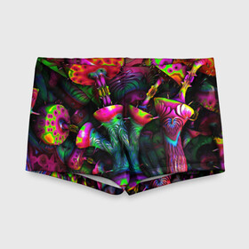 Детские купальные плавки 3D с принтом ПСИХОДЕЛИКА в Ухте, Полиэстер 85%, Спандекс 15% | Слитный крой, подклад по переду изделия, узкие бретели | Тематика изображения на принте: abstract | abstraction | color | geometry | paitnt | psy | абстракция | геометрия | краски | неоновые | психоделика
