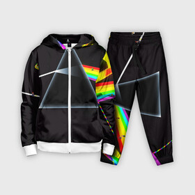 Детский костюм 3D с принтом PINK FLOYD в Ухте,  |  | Тематика изображения на принте: music | pink floyd | the dark side of the moon | космос | луна | музыка | пинк флойд | призма | рок | треугольник | триангулярная призма