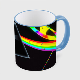 Кружка с полной запечаткой с принтом PINK FLOYD в Ухте, керамика | ёмкость 330 мл | music | pink floyd | the dark side of the moon | космос | луна | музыка | пинк флойд | призма | рок | треугольник | триангулярная призма