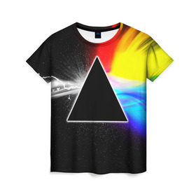 Женская футболка 3D PINK FLOYD: в Ухте, 100% полиэфир ( синтетическое хлопкоподобное полотно) | прямой крой, круглый вырез горловины, длина до линии бедер | music | pink floyd | the dark side of the moon | космос | луна | музыка | пинк флойд | призма | рок | треугольник | триангулярная призма