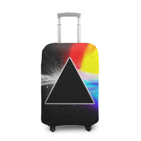 Чехол для чемодана 3D с принтом PINK FLOYD в Ухте, 86% полиэфир, 14% спандекс | двустороннее нанесение принта, прорези для ручек и колес | music | pink floyd | the dark side of the moon | космос | луна | музыка | пинк флойд | призма | рок | треугольник | триангулярная призма