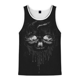 Мужская майка 3D с принтом SKULL BLACK в Ухте, 100% полиэстер | круглая горловина, приталенный силуэт, длина до линии бедра. Пройма и горловина окантованы тонкой бейкой | Тематика изображения на принте: abstract | abstraction | bones | fantasy | skull | голова | кости | скилет | череп