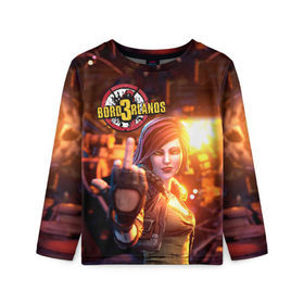 Детский лонгслив 3D с принтом Borderlands 3 в Ухте, 100% полиэстер | длинные рукава, круглый вырез горловины, полуприлегающий силуэт
 | Тематика изображения на принте: borderlands | borderlands 3 | game | girl | logo | mask | psycho | rpg | бордерлендс | бордерлендс 3 | девушка | игра | логотип | маска | психо | шутер