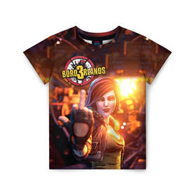 Детская футболка 3D с принтом Borderlands 3 в Ухте, 100% гипоаллергенный полиэфир | прямой крой, круглый вырез горловины, длина до линии бедер, чуть спущенное плечо, ткань немного тянется | Тематика изображения на принте: borderlands | borderlands 3 | game | girl | logo | mask | psycho | rpg | бордерлендс | бордерлендс 3 | девушка | игра | логотип | маска | психо | шутер
