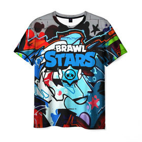 Мужская футболка 3D с принтом BRAWL STARS в Ухте, 100% полиэфир | прямой крой, круглый вырез горловины, длина до линии бедер | android | brawl stars | games | mobile game | stars | игры | мобильные игры