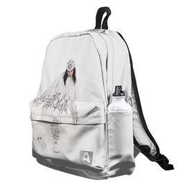 Рюкзак 3D с принтом BILLIE EILISH в Ухте, 100% полиэстер | лямки с регулируемой длиной, сверху петелька, чтобы рюкзак можно было повесить на вешалку. Основное отделение закрывается на молнию, как и внешний карман. Внутри два дополнительных кармана, один из которых закрывается на молнию. По бокам два дополнительных кармашка | bilie | billi | billie | eilish | eillish | elish | ellish | айлиш | алиш | били | билли | эйлиш | элиш