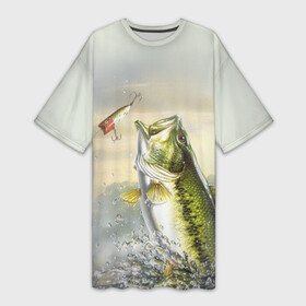 Платье-футболка 3D с принтом Рыбалка в Ухте,  |  | Тематика изображения на принте: рыба | рыбак | рыбалка | снасти | увлечение | улов | хобби