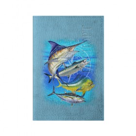 Обложка для паспорта матовая кожа Marlin and other fish: в Ухте, натуральная матовая кожа | размер 19,3 х 13,7 см; прозрачные пластиковые крепления | рыба | рыбак | рыбалка | снасти | увлечение | улов | хобби