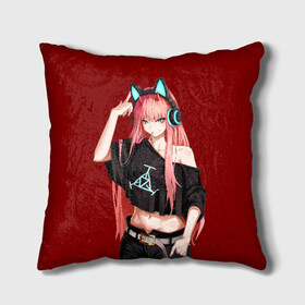Подушка 3D с принтом ZeroTwo (Darling in the Franx) в Ухте, наволочка – 100% полиэстер, наполнитель – холлофайбер (легкий наполнитель, не вызывает аллергию). | состоит из подушки и наволочки. Наволочка на молнии, легко снимается для стирки | 002 | 02 | darling in the franxx | zero two | любимый во франксе | милый во франксе | ноль два