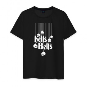 Мужская футболка хлопок с принтом Hells Bells в Ухте, 100% хлопок | прямой крой, круглый вырез горловины, длина до линии бедер, слегка спущенное плечо. | Тематика изображения на принте: ac dc | acdc | acdc ас дс | австралийская | ангус янг | асдс | блюз | группа | крис слэйд | метал | молния | музыка | певцы | рок | рок н ролл | стиви янг | хард | хардрок | эксл роуз