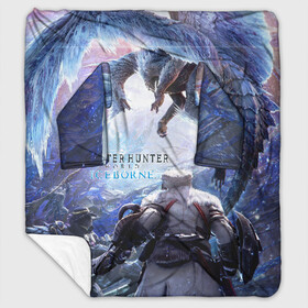 Плед с рукавами с принтом Monster Hunter World Iceborn в Ухте, 100% полиэстер | Закругленные углы, все края обработаны. Ткань не мнется и не растягивается. Размер 170*145 | hunter | iceborn | monster | world | айсборн | ворлд | монстр | хантер