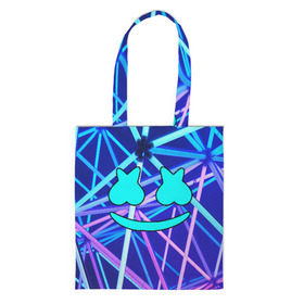 Сумка 3D повседневная с принтом MARSHMELLO NEON в Ухте, 100% полиэстер | Плотность: 200 г/м2; Размер: 34×35 см; Высота лямок: 30 см | christopher comstock | dj | marshmello | music | диджей | клубная музыка | клубняк | крис комсток | маршмеллоу | музыка