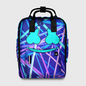 Женский рюкзак 3D с принтом MARSHMELLO NEON в Ухте, 100% полиэстер | лямки с регулируемой длиной, сверху ручки, чтобы рюкзак нести как сумку. Основное отделение закрывается на молнию, как и внешний карман. Внутри два дополнительных кармана, один из которых закрывается на молнию. По бокам два дополнительных кармашка, куда поместится маленькая бутылочка
 | christopher comstock | dj | marshmello | music | диджей | клубная музыка | клубняк | крис комсток | маршмеллоу | музыка