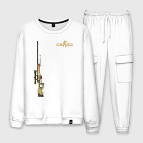 Мужской костюм хлопок с принтом Cs Go Awp в Ухте, 100% хлопок | на свитшоте круглая горловина, мягкая резинка по низу. Брюки заужены к низу, на них два вида карманов: два “обычных” по бокам и два объемных, с клапанами, расположенные ниже линии бедра. Брюки с мягкой трикотажной резинкой на поясе и по низу штанин. В поясе для дополнительного комфорта — широкие завязки | Тематика изображения на принте: awp | cs go | dragon lore | авп | драгон лор | кс го