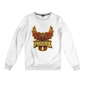 Женский свитшот хлопок с принтом Феникс / Phoenix в Ухте, 100% хлопок | прямой крой, круглый вырез, на манжетах и по низу широкая трикотажная резинка  | design | logo | mascot | герои | звери | киберспорт | крылья | огонь | пламя | спортивная | стиль | талисман | фитнес | форма | футбол | яркие