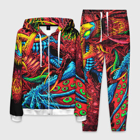 Мужской костюм 3D с принтом CS GO hyper beast skin в Ухте, 100% полиэстер | Манжеты и пояс оформлены тканевой резинкой, двухслойный капюшон со шнурком для регулировки, карманы спереди | awp | counter strike | cs go | cs go global offensive | hyper beast | skin cs | team cs | команды cs | скины оружия | скоростной зверь | хайпер бист