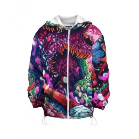 Детская куртка 3D с принтом CS GO hyper beast skin в Ухте, 100% полиэстер | застежка — молния, подол и капюшон оформлены резинкой с фиксаторами, по бокам — два кармана без застежек, один потайной карман на груди, плотность верхнего слоя — 90 г/м2; плотность флисового подклада — 260 г/м2 | awp | counter strike | cs go | cs go global offensive | hyper beast | skin cs | team cs | команды cs | скины оружия | скоростной зверь | хайпер бист