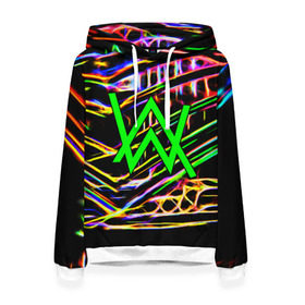 Женская толстовка 3D с принтом ALAN WALKER DJ в Ухте, 100% полиэстер  | двухслойный капюшон со шнурком для регулировки, мягкие манжеты на рукавах и по низу толстовки, спереди карман-кенгуру с мягким внутренним слоем. | alan walker | aw | electro | electro music | music | алан уокер | музыка | музыкант | электро | электронная музыка