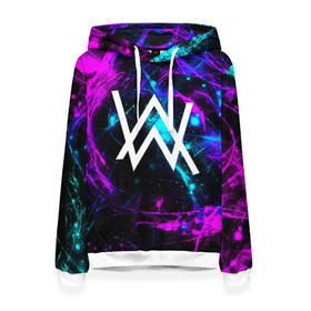 Женская толстовка 3D с принтом ALAN WALKER в Ухте, 100% полиэстер  | двухслойный капюшон со шнурком для регулировки, мягкие манжеты на рукавах и по низу толстовки, спереди карман-кенгуру с мягким внутренним слоем. | alan walker | aw | electro | electro music | music | алан уокер | музыка | музыкант | электро | электронная музыка