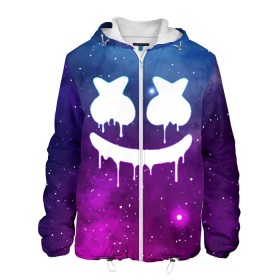Мужская куртка 3D с принтом MARSHMELLO MELT SPACE в Ухте, ткань верха — 100% полиэстер, подклад — флис | прямой крой, подол и капюшон оформлены резинкой с фиксаторами, два кармана без застежек по бокам, один большой потайной карман на груди. Карман на груди застегивается на липучку | Тематика изображения на принте: america | dj | marshmello | usa | америка | маршмелло