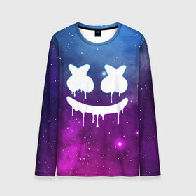 Мужской лонгслив 3D с принтом MARSHMELLO MELT SPACE в Ухте, 100% полиэстер | длинные рукава, круглый вырез горловины, полуприлегающий силуэт | Тематика изображения на принте: america | dj | marshmello | usa | америка | маршмелло