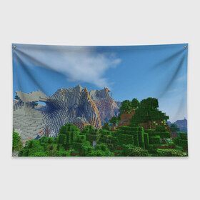 Флаг-баннер Minecraft: в Ухте, 100% полиэстер | размер 67 х 109 см, плотность ткани — 95 г/м2; по краям флага есть четыре люверса для крепления | minecraft | гора | горы | дерево | деревья | игра | куб | кубик | кубики | кубические | кубический | кубы | майнкрафт