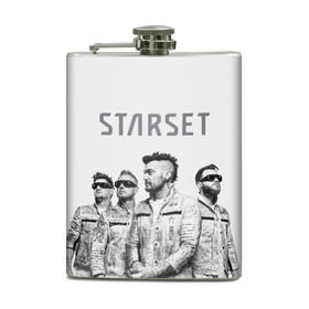 Фляга с принтом Starset Band в Ухте, металлический корпус | емкость 0,22 л, размер 125 х 94 мм. Виниловая наклейка запечатывается полностью | Тематика изображения на принте: logo | rock | starset | лого | рок | старсет