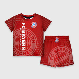 Детский костюм с шортами 3D с принтом Бавария в Ухте,  |  | bayern | bayern munchen | бавария | бавария мюнхен | мюнхенская бавария | форма | футбол | футболист | футбольный клуб