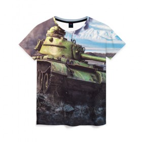 Женская футболка 3D с принтом ТАНКИСТ Т-34 в Ухте, 100% полиэфир ( синтетическое хлопкоподобное полотно) | прямой крой, круглый вырез горловины, длина до линии бедер | game | tank | war | боевой танк | война | выстрел | дым | игра | искры | огонь | пламя | танк | танки | танкист | техника