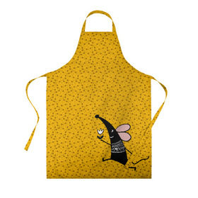 Фартук 3D с принтом Крыса в Ухте, 100% полиэстер | общий размер — 65 х 85 см, ширина нагрудника — 26 см, горловина — 53 см, длина завязок — 54 см, общий обхват в поясе — 173 см. Принт на завязках и на горловине наносится с двух сторон, на основной части фартука — только с внешней стороны | 