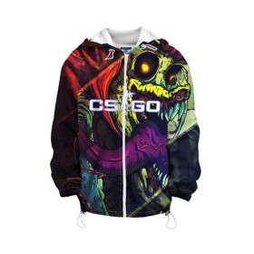 Детская куртка 3D с принтом CS GO в Ухте, 100% полиэстер | застежка — молния, подол и капюшон оформлены резинкой с фиксаторами, по бокам — два кармана без застежек, один потайной карман на груди, плотность верхнего слоя — 90 г/м2; плотность флисового подклада — 260 г/м2 | awp | counter strike | cs go | cs go global offensive | hyper beast | skin cs | team cs | команды cs | скины оружия | скоростной зверь | хайпер бист