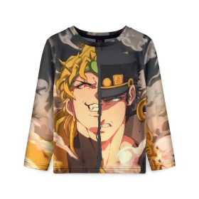 Детский лонгслив 3D с принтом Dio Brando x Jotaro в Ухте, 100% полиэстер | длинные рукава, круглый вырез горловины, полуприлегающий силуэт
 | jojo | джоджо | джонатан | джостар | манга | невероятные приключения | ранобэ | хамон