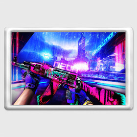 Магнит 45*70 с принтом CS GO:Неоновая Революция в Ухте, Пластик | Размер: 78*52 мм; Размер печати: 70*45 | awp | counter strike | cs go | cs go global offensive | hyper beast | skin cs | team cs | команды cs | скины оружия | скоростной зверь | хайпер бист