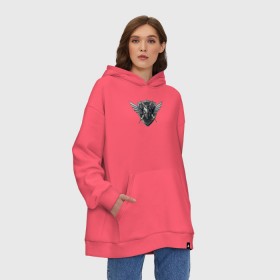 Худи SuperOversize хлопок с принтом Год стальной крысы в Ухте, 70% хлопок, 30% полиэстер, мягкий начес внутри | карман-кенгуру, эластичная резинка на манжетах и по нижней кромке, двухслойный капюшон
 | rat | steel rat | герб с крысой | год стальной крысы | грызун | крыса | крыса из нержавеющей стали | щит и меч