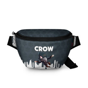 Поясная сумка 3D с принтом BRAWL STARS CROW в Ухте, 100% полиэстер | плотная ткань, ремень с регулируемой длиной, внутри несколько карманов для мелочей, основное отделение и карман с обратной стороны сумки застегиваются на молнию | brawl stars | bull | colt | crow | leon | stars | берли | бо | брок | ворон | джесси | динамайк | дэррил | кольт | леон | мортис | нита | пайпер | пенни | поко | пэм | рикошет | спайк | фрэнк | шелли | эль примо