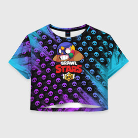 Женская футболка Crop-top 3D с принтом Brawl Stars в Ухте, 100% полиэстер | круглая горловина, длина футболки до линии талии, рукава с отворотами | brawl | brawl stars | crow | leon | stars | бравл | бравл старс | браво старс | игра | компьютерная | кров | леон | онлайн | старс