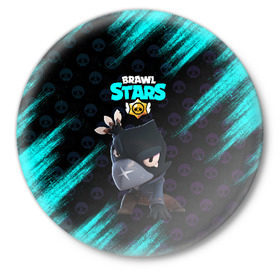 Значок с принтом Brawl Stars CROW в Ухте,  металл | круглая форма, металлическая застежка в виде булавки | brawl | brawl stars | crow | leon | stars | бравл | бравл старс | браво старс | игра | компьютерная | кров | леон | онлайн | старс
